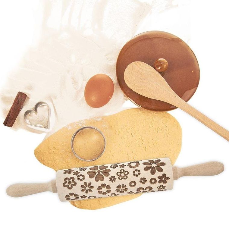 Orion, wałek do ciasta, obrotowy dekoracyjny, kwiaty, 39 cm