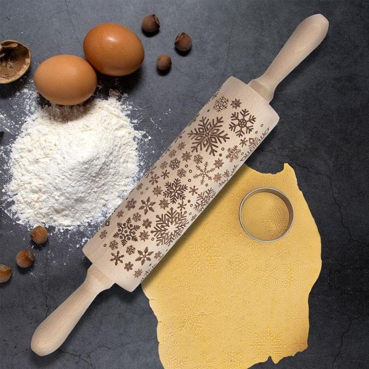 Orion, wałek do ciasta, obrotowy dekoracyjny, płatki śniegu, 39 cm