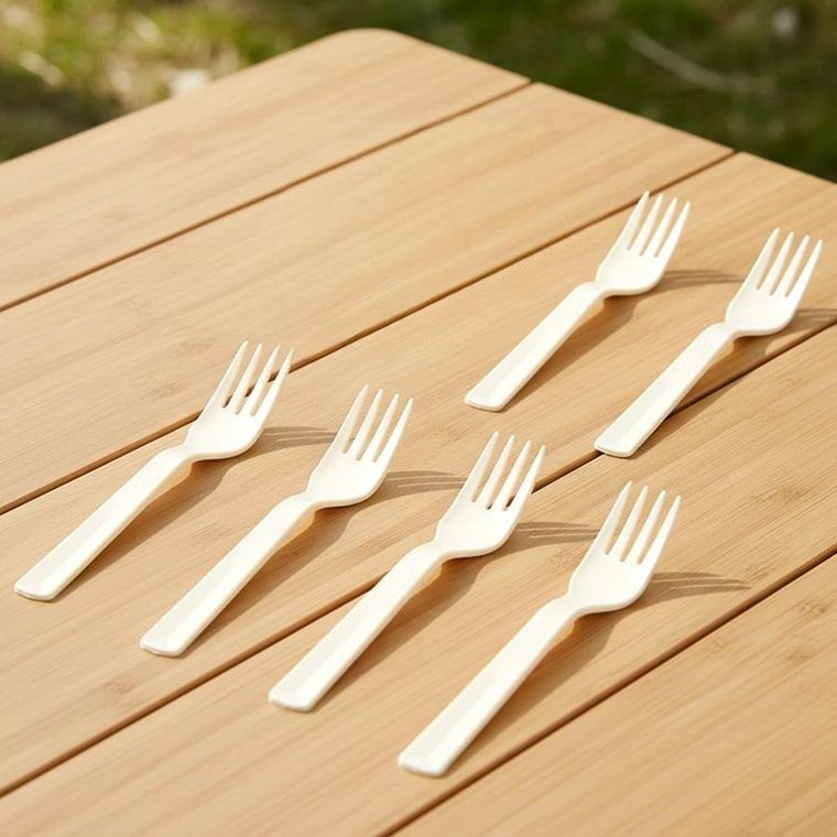 Orion, widelce stołowe, plastikowe kremowe, Sandy, 18 cm, 6 szt.