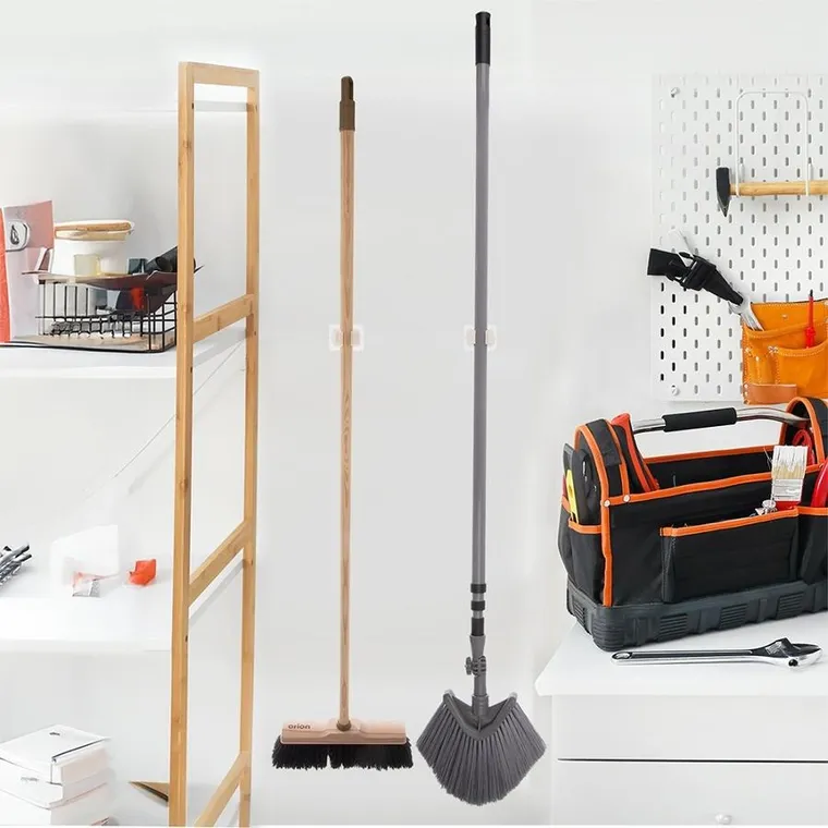 Orion, wieszak na mopa, miotłę i narzędzia samoprzylepny, biały, 2 szt.