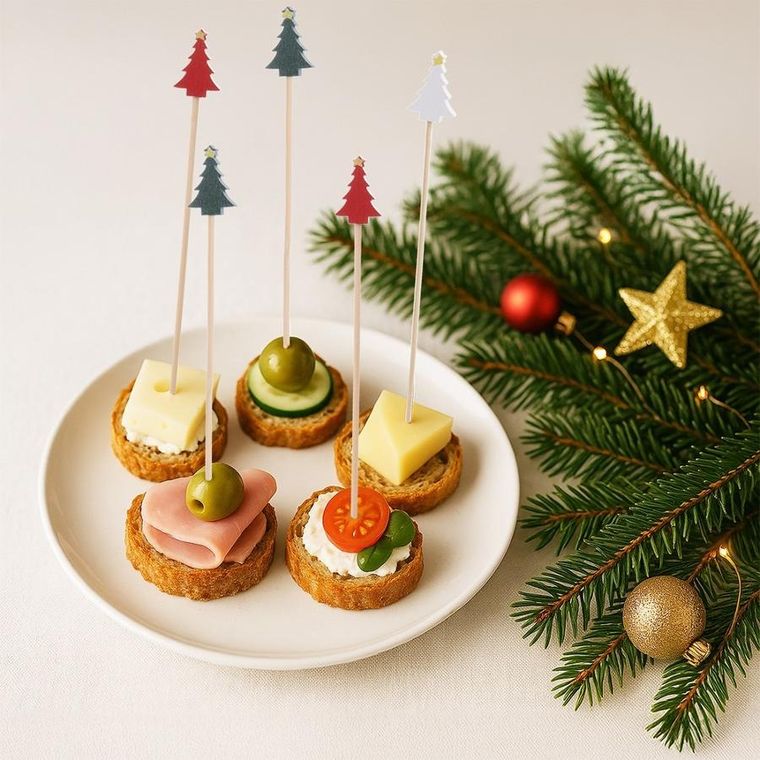 Orion, wykałaczki do przekąsek, bambusowe, choinka, 13 cm, 20 szt.