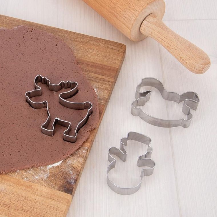 Orion, wykrawacze do ciastek, stalowe, bałwan, konik na biegunach, renifer, 3 szt.