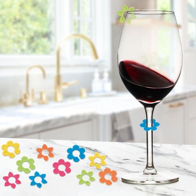 Orion, znaczniki na szklanki, kwiaty kolorowe, 10 szt.