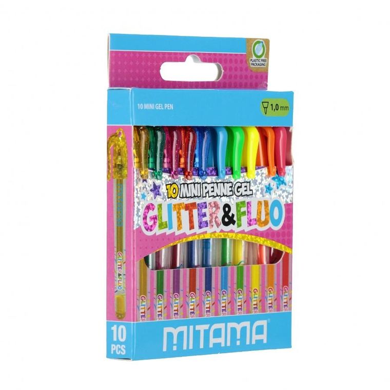 Otar, Mini Gel, długopisy żelowe, brokatowo-neonowe, 10 kolorów