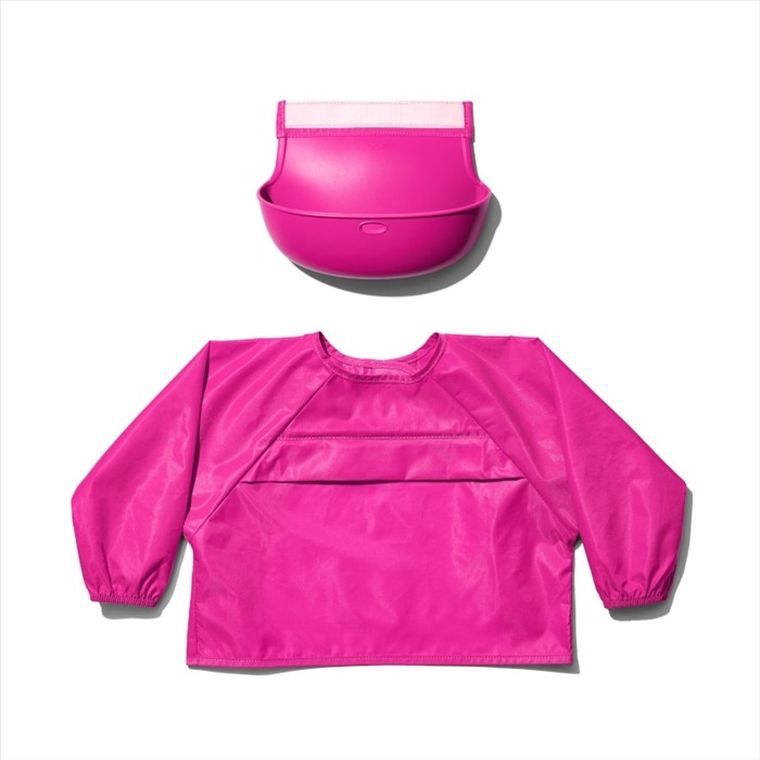 OXO, Tot, śliniak z rękawami i kieszonką, pink