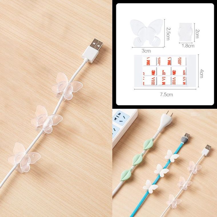 Ozdobny uchwyt na kable, motyl, 9 szt.