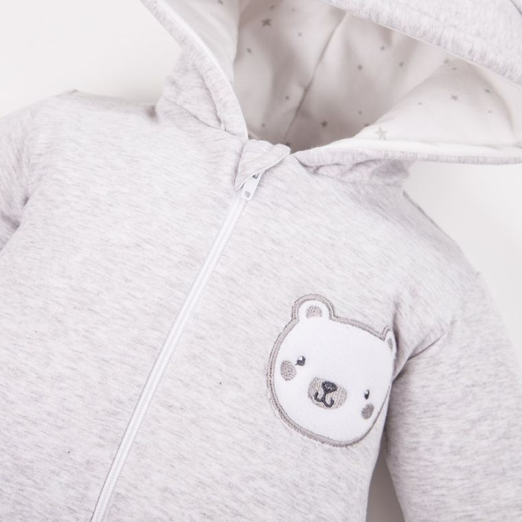 Pajac chłopięcy z kapturem, szary, Eevi