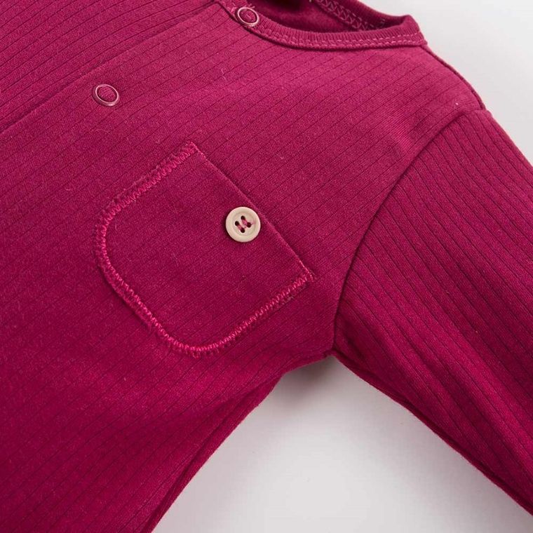 Pajac dziewczęcy, bordowy, kieszonka, Eevi