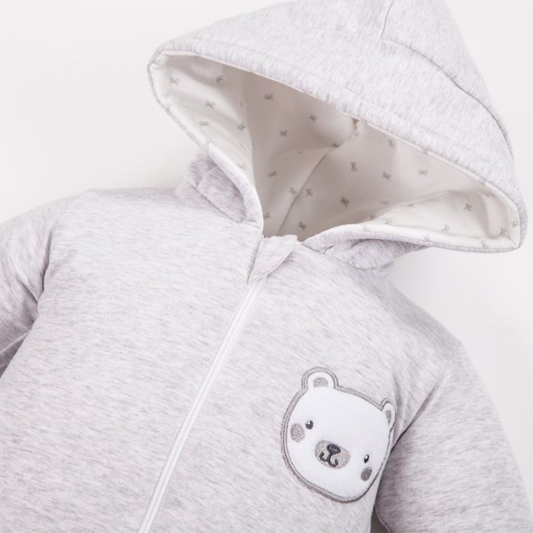 Pajac dziewczęcy z kapturem, szary, Eevi