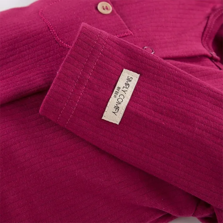 Pajac niemowlęcy, bordowy, kieszonka, Eevi