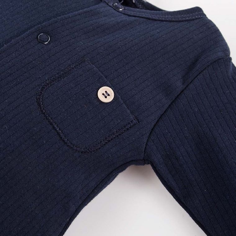 Pajac niemowlęcy, granatowy, kieszonka, Eevi