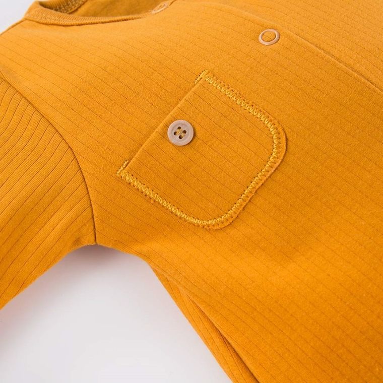 Pajac niemowlęcy, żółty, kieszonka, Eevi