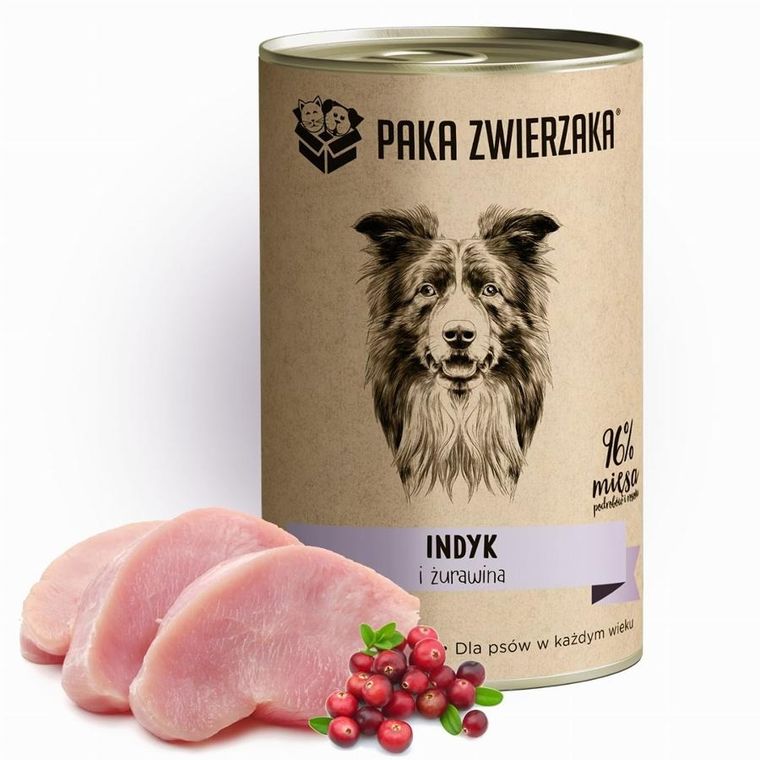 Paka Zwierzaka, indyk i żurawina, mokra karma dla psów, 400g