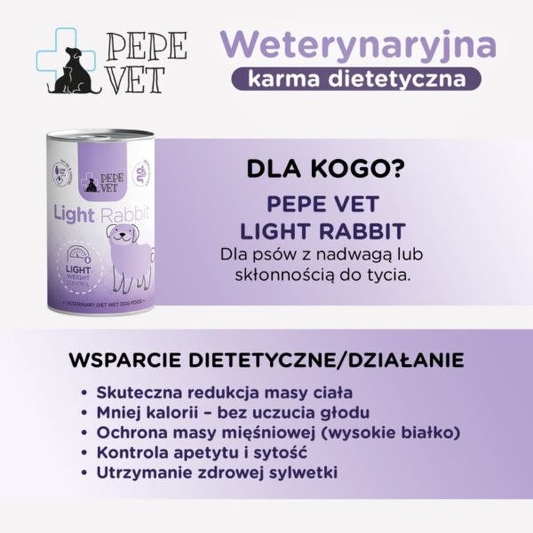 Paka Zwierzaka, Pepe Vet, Light Rabbit, karma mokra dla psów, 400g