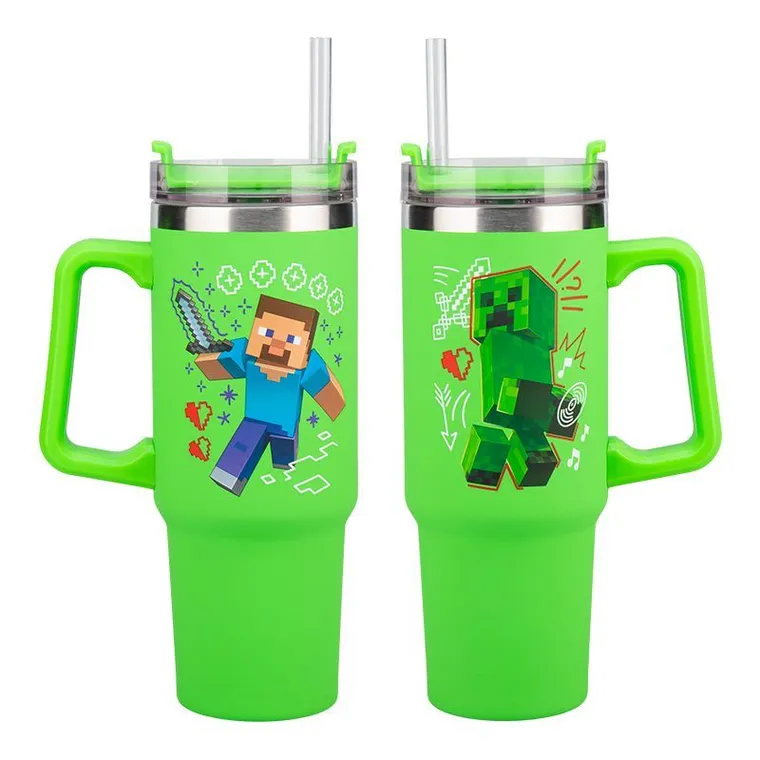 Paladone, Minecraft, kubek termiczny ze słomką, 900 ml