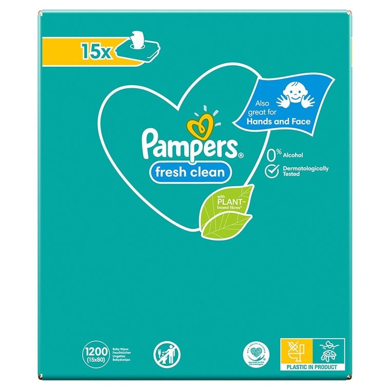 Pampers, Fresh Clean, chusteczki nawilżane, 15-80 szt.