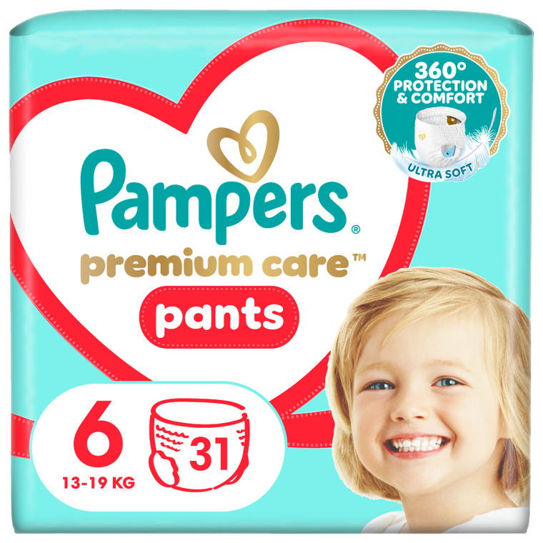 Pampers, Premium Care, pieluchomajtki, rozmiar 6, 13-19 kg, 31 szt.