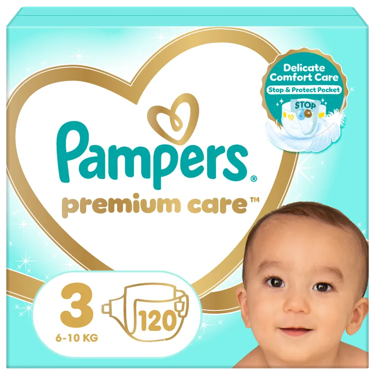 Pampers, Premium Care, pieluchy jednorazowe, rozmiar 3, 6-10 kg, 120 szt.