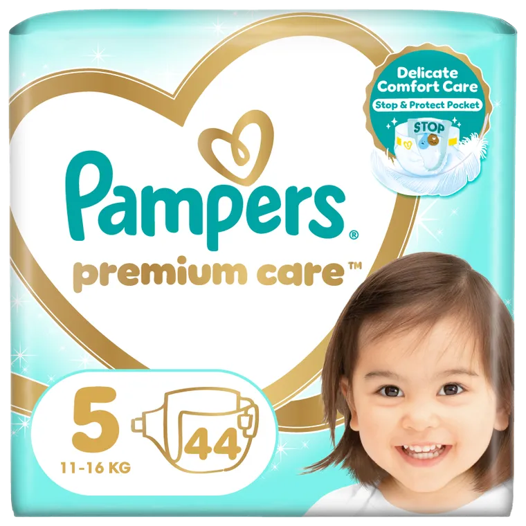Pampers, Premium Care, pieluchy jednorazowe, rozmiar 5, 11-16 kg, 44 szt.