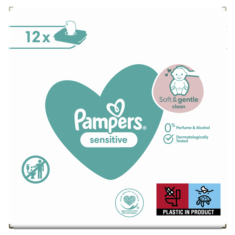 Pampers, Sensitive, chusteczki nawilżane, 12-52 szt.