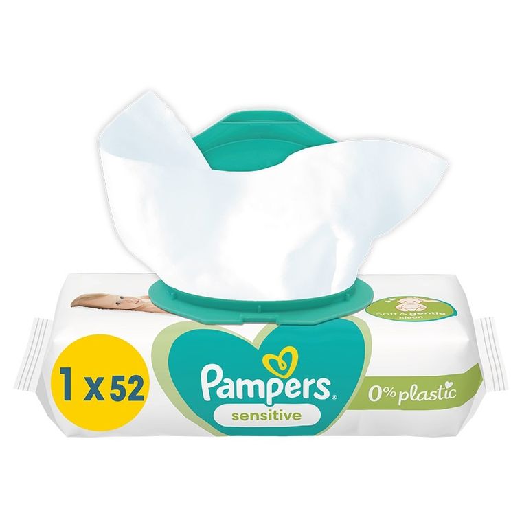 Pampers, Sensitive, chusteczki nawilżane, 52 szt.