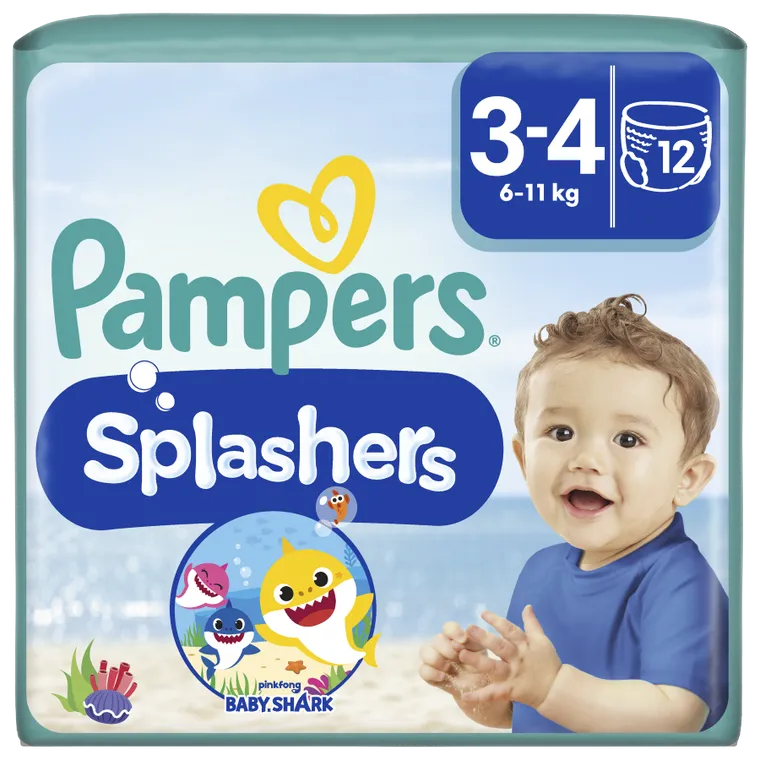 Pampers, Splashers, pieluchy jednorazowe do pływania, rozmiar 3-4, 6-11 kg, 12 szt.