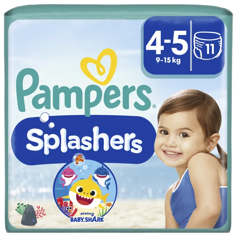 Pampers, Splashers, pieluchy jednorazowe do pływania, rozmiar 4-5, 9-15 kg, 11 szt.