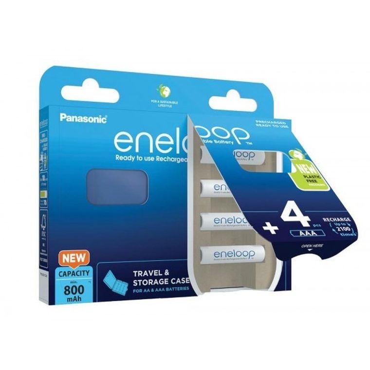 Panasonic, Eneloop, akumulatorki, AAA 800mAh, 4 szt. + box
