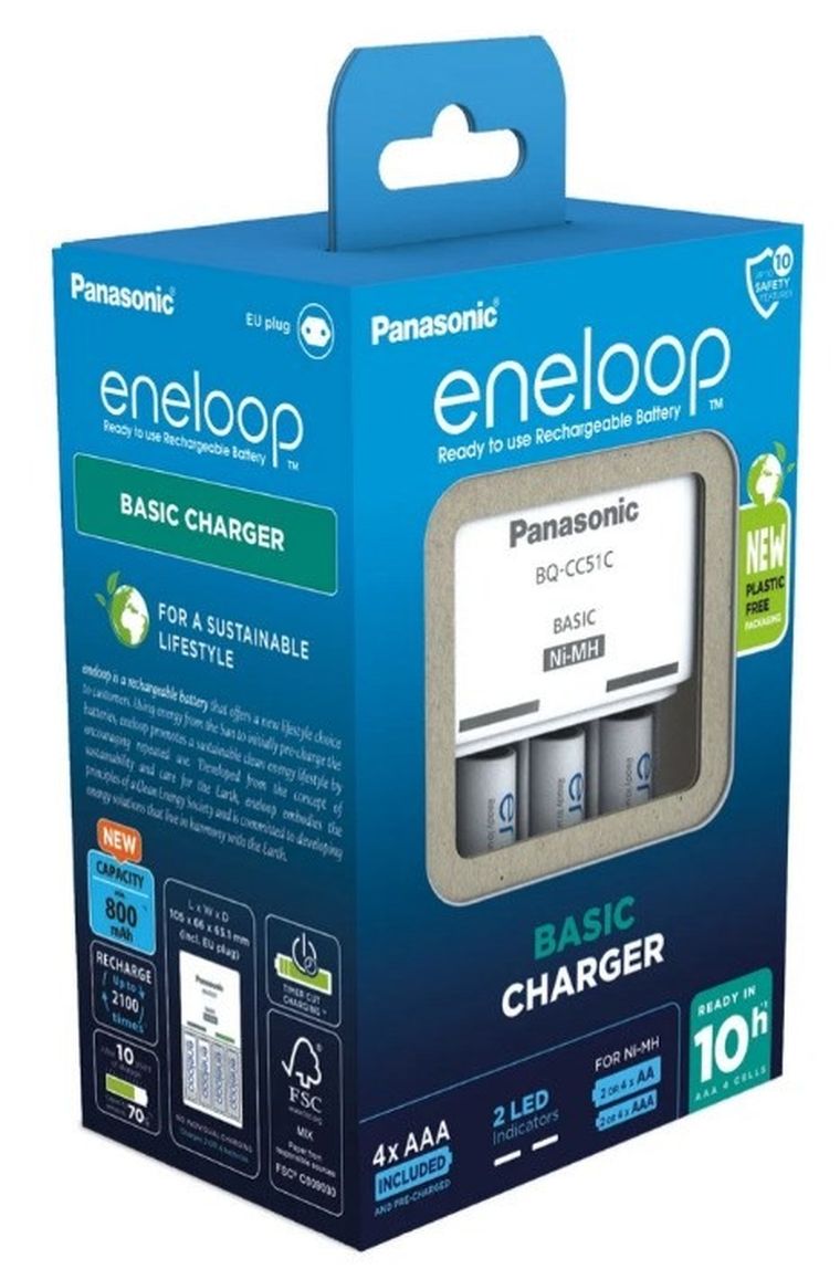 Panasonic, Eneloop, ładowarka, Basic + 4xAAA, 800mAh