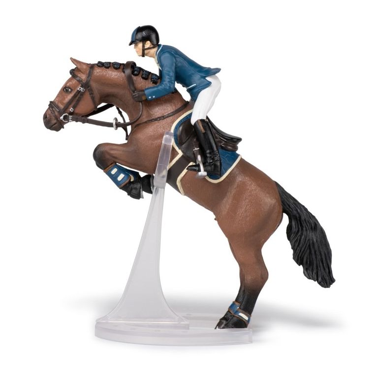 Papo, Koń skaczący z jeźdźcem, figurka