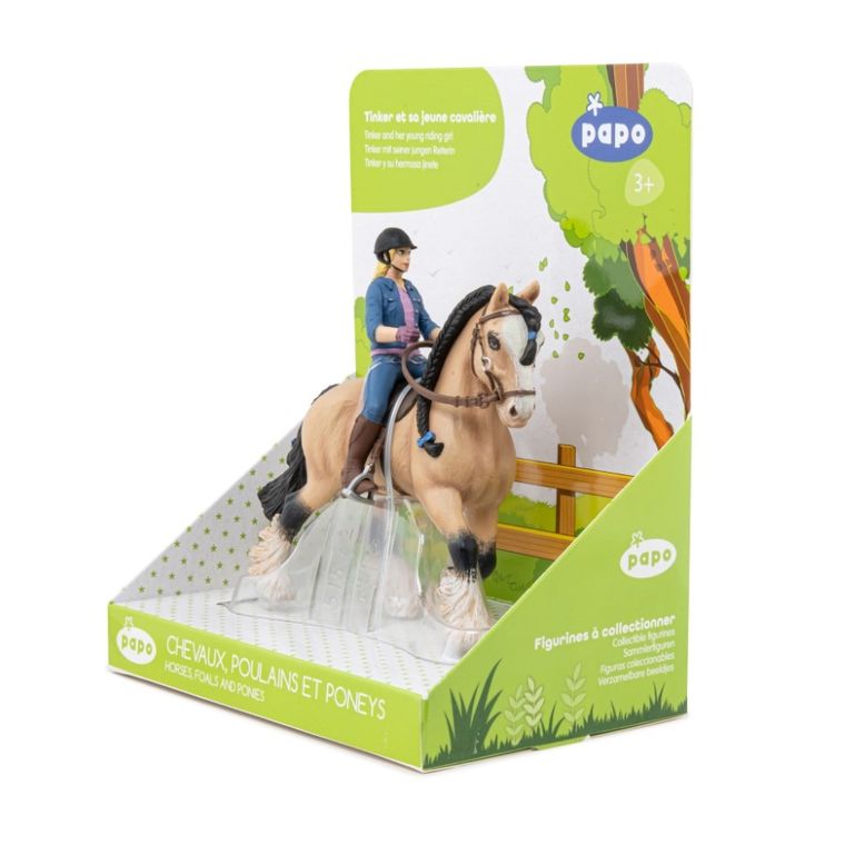 Papo, Koń Tinker z młodym jeźdźcem, figurka