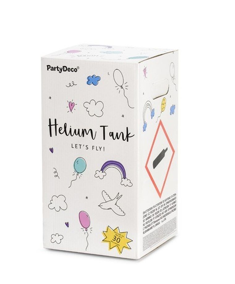Party deco, butla z helem, błękitna, na 30 balonów