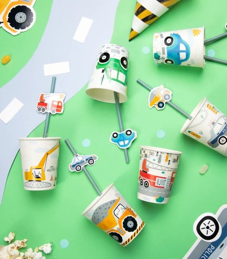 Party Tino, kubeczki papierowe, pojazdy, 220 ml, 6 szt.