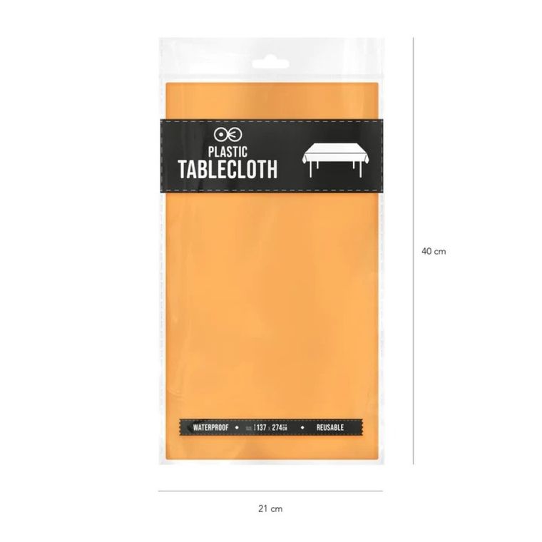 Party Tino, obrus foliowy, pomarańczowy, 137-274 cm