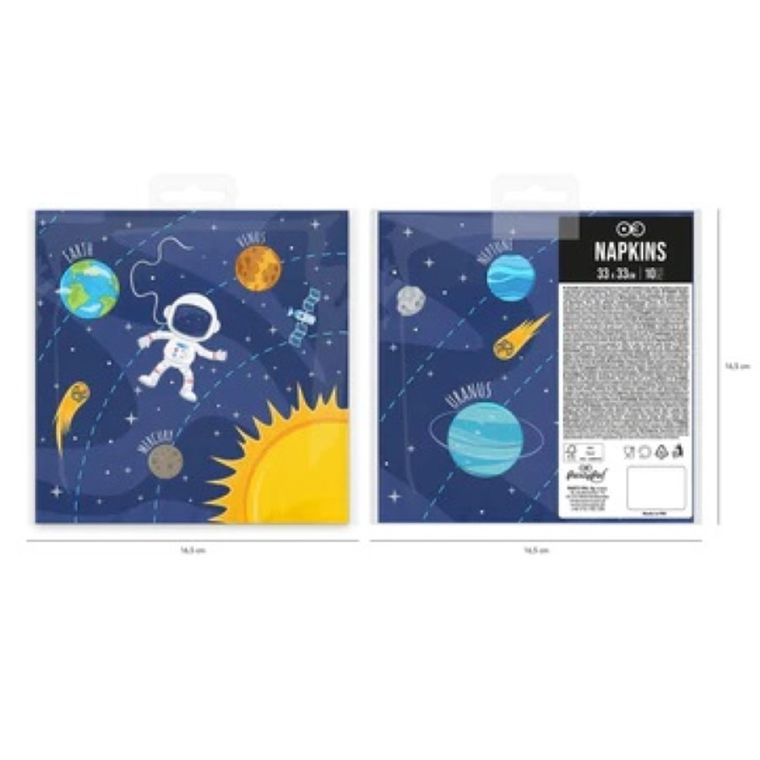 Party Tino, papierowe serwetki, kosmos, rakieta, astronauta, 33-33 cm, 10 szt.