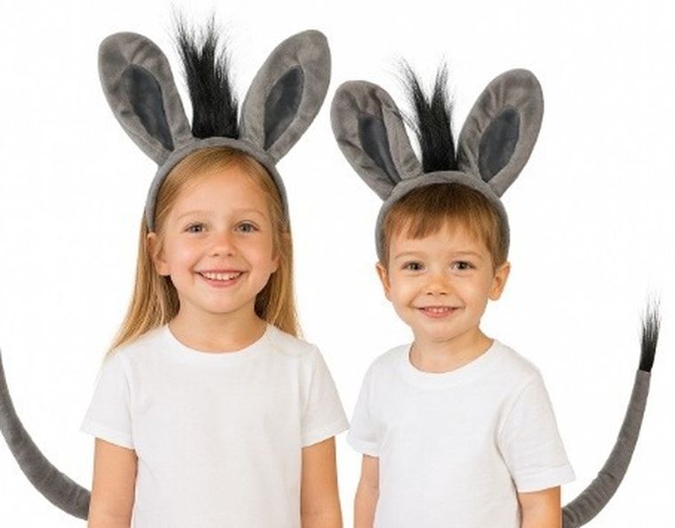 Party Tino, strój osiołka: opaska z uszami + ogon