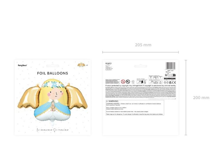 PartyDeco, Aniołek, balon foliowy, 103-58 cm