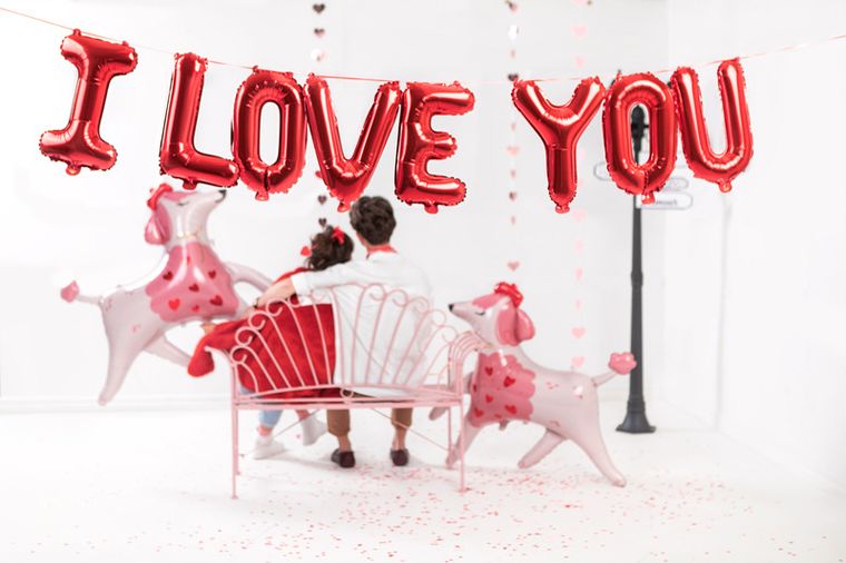 PartyDeco, balon foliowy I Love You, 260-40 cm, czerwony, 1 szt.