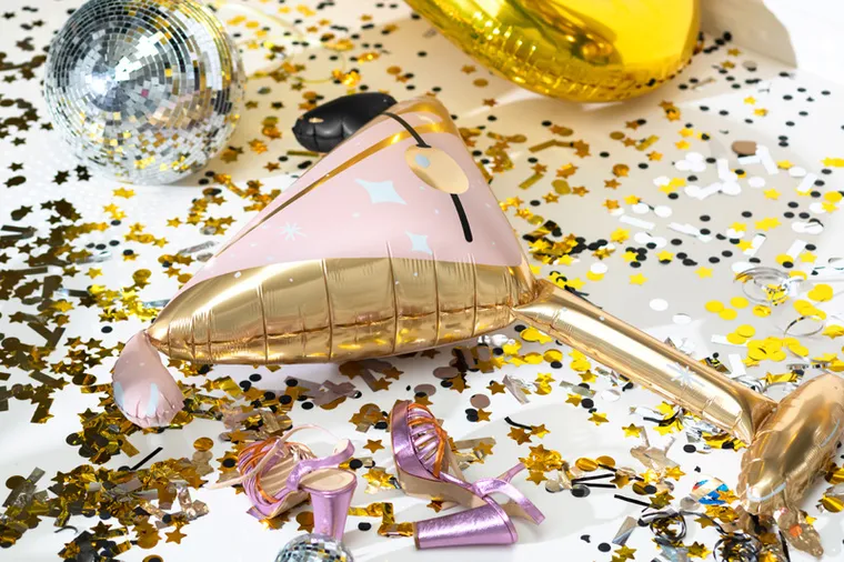 PartyDeco, balon foliowy Kieliszek, 126-93 cm, mix, 1 szt.