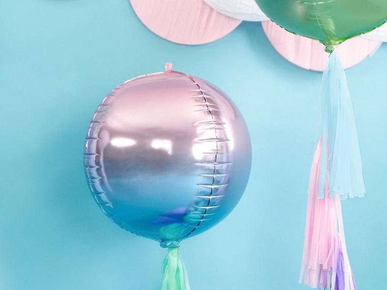 PartyDeco, balon foliowy, kula ombre, fioletowo-niebieski, 30 cm
