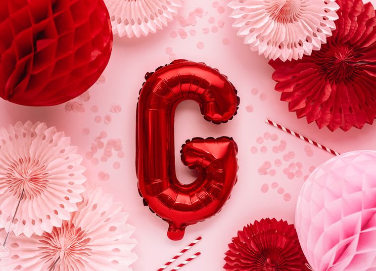 PartyDeco, balon foliowy, litera "G", 35 cm, czerwony, 1 szt.