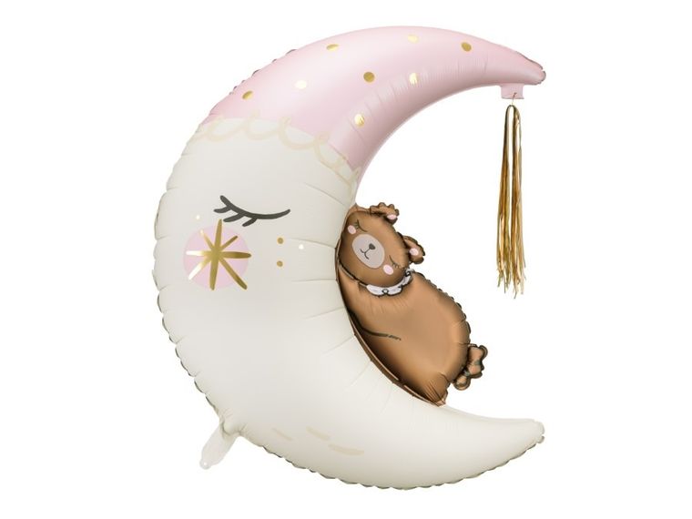 PartyDeco, balon foliowy, miś na księżycu, 80-98 cm