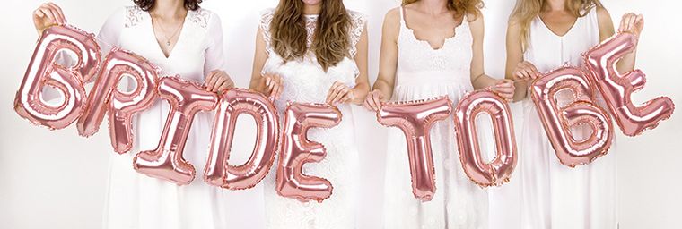 PartyDeco, balon foliowy, napis Bride to be, różowe złoto
