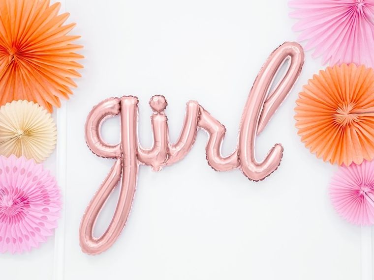 PartyDeco, balon foliowy, napis Girl, dekoracje dla dziewczynki, różowe złoto, 77-70 cm