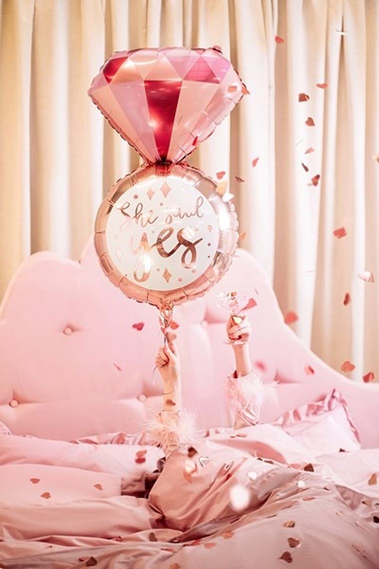 PartyDeco, balon foliowy, pierścionek, 41-72 cm