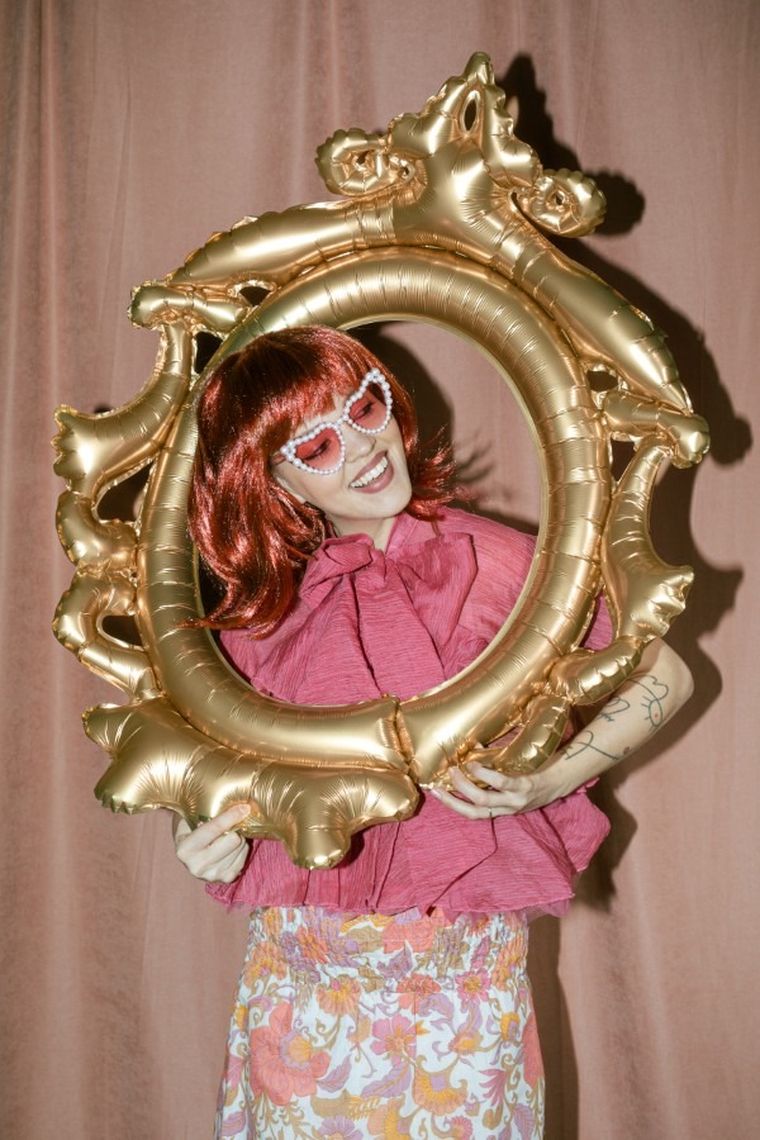 PartyDeco, balon foliowy, ramka, złota, 78-95 cm