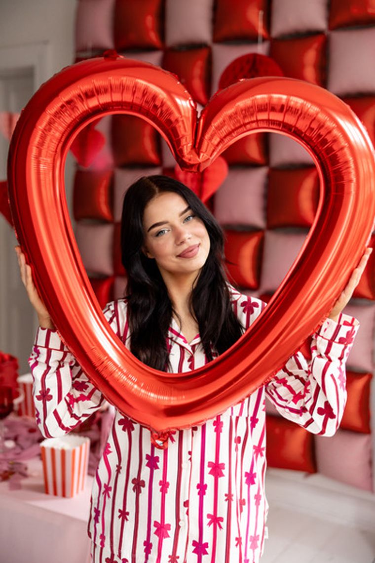 PartyDeco, balon foliowy, Serce Ramka, 86-83.5 cm, czerwony