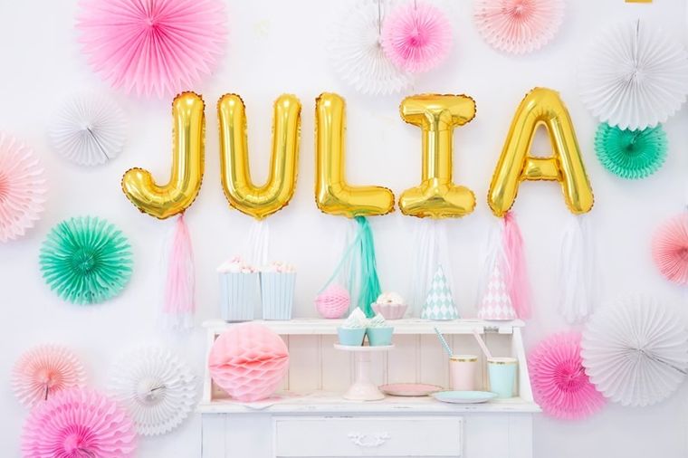 PartyDeco, balon foliowy, w kształcie litery L, złoty, 35 cm