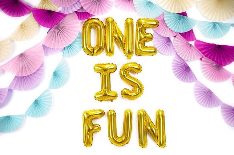 PartyDeco, balon foliowy, w kształcie litery U, złoty, 35 cm