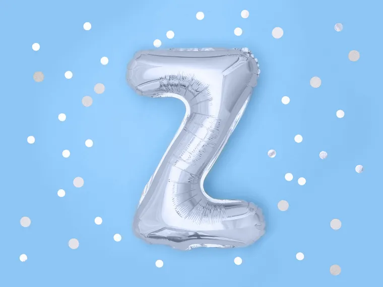 PartyDeco, balon foliowy, w kształcie litery Z, srebrny, 35 cm